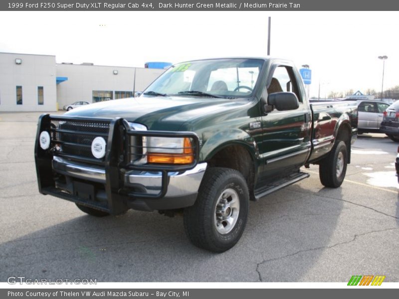 Dark Hunter Green Metallic / Medium Prairie Tan 1999 Ford F250 Super Duty XLT Regular Cab 4x4