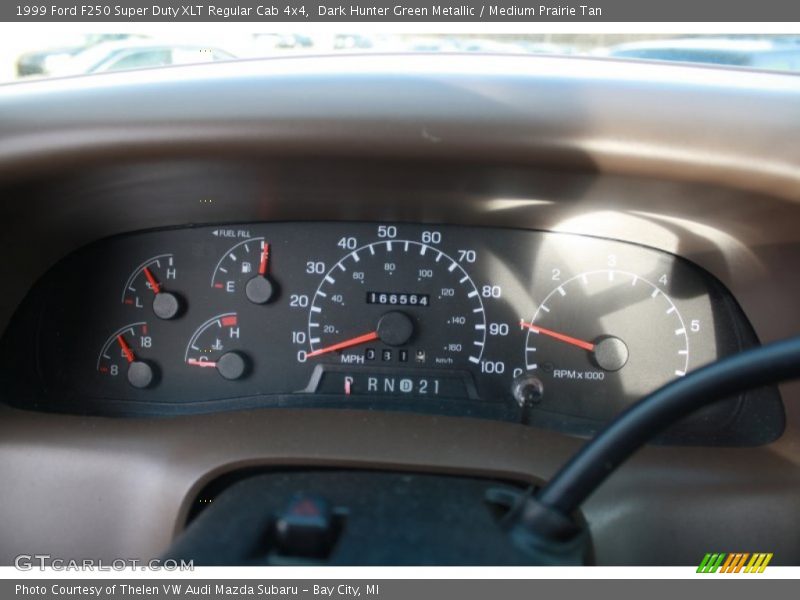 Dark Hunter Green Metallic / Medium Prairie Tan 1999 Ford F250 Super Duty XLT Regular Cab 4x4