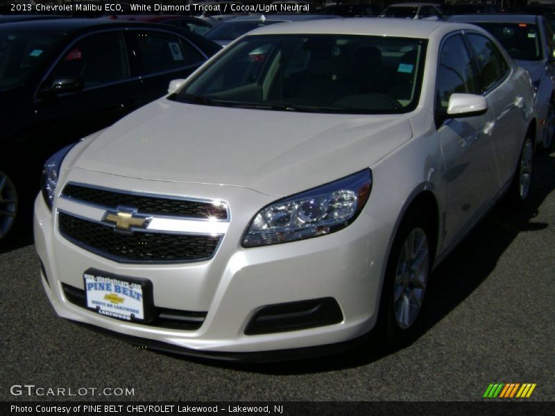 White Diamond Tricoat / Cocoa/Light Neutral 2013 Chevrolet Malibu ECO