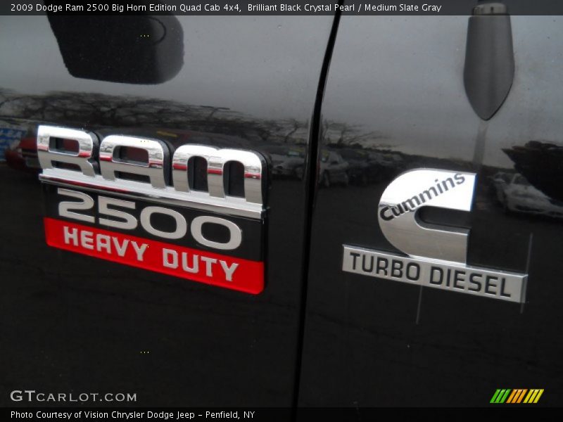 Brilliant Black Crystal Pearl / Medium Slate Gray 2009 Dodge Ram 2500 Big Horn Edition Quad Cab 4x4