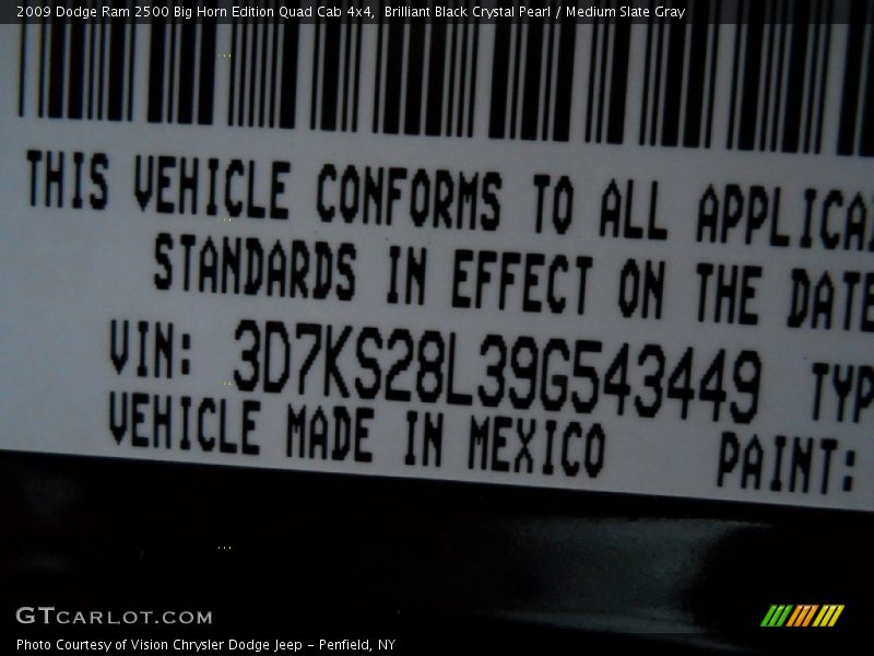 Brilliant Black Crystal Pearl / Medium Slate Gray 2009 Dodge Ram 2500 Big Horn Edition Quad Cab 4x4
