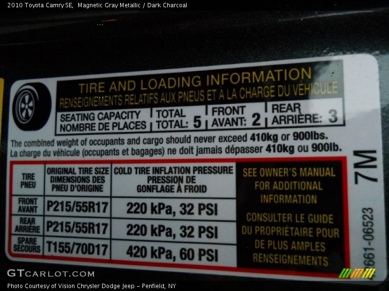 Magnetic Gray Metallic / Dark Charcoal 2010 Toyota Camry SE