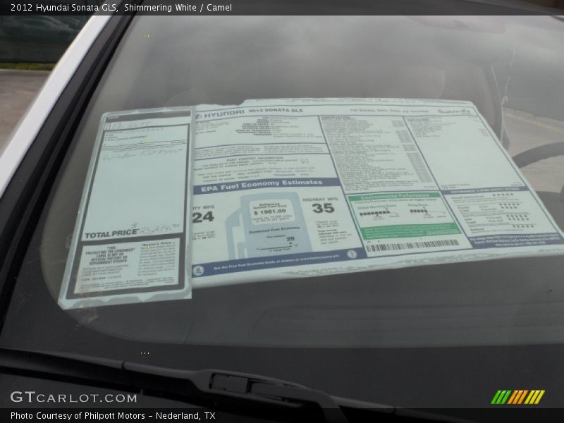 Shimmering White / Camel 2012 Hyundai Sonata GLS