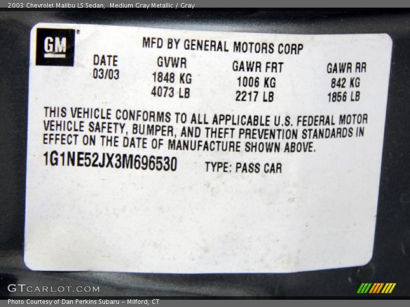 Medium Gray Metallic / Gray 2003 Chevrolet Malibu LS Sedan