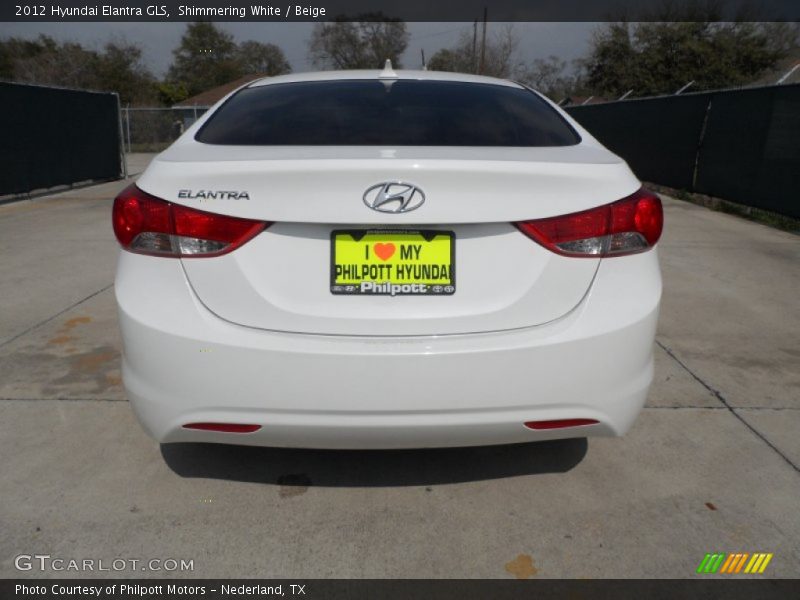 Shimmering White / Beige 2012 Hyundai Elantra GLS