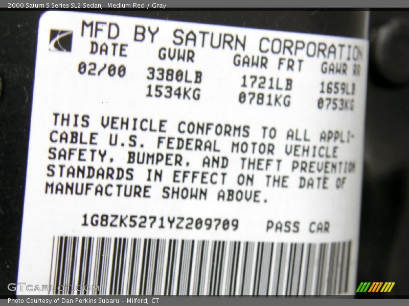 Medium Red / Gray 2000 Saturn S Series SL2 Sedan