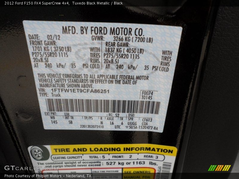 Tuxedo Black Metallic / Black 2012 Ford F150 FX4 SuperCrew 4x4
