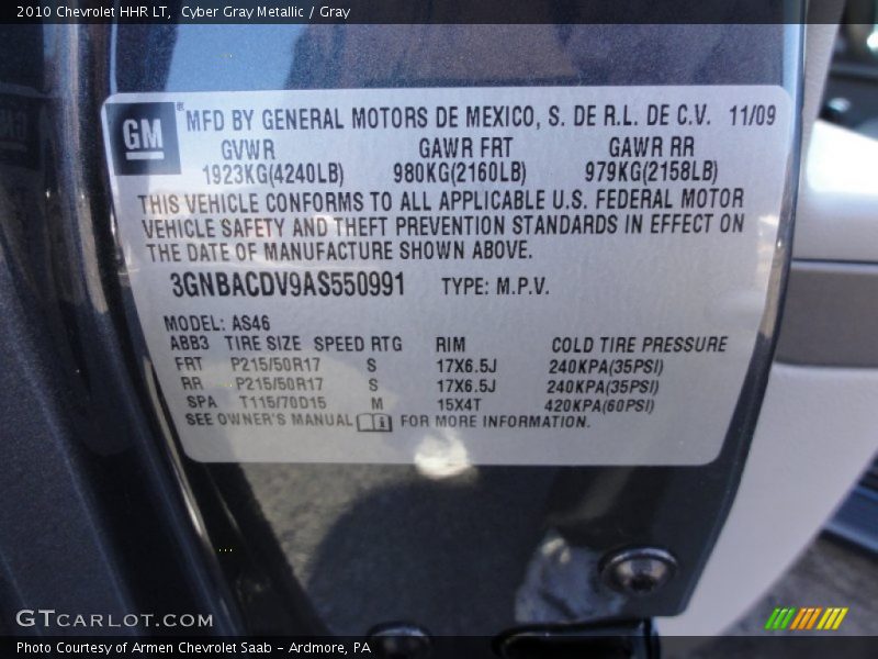 Cyber Gray Metallic / Gray 2010 Chevrolet HHR LT