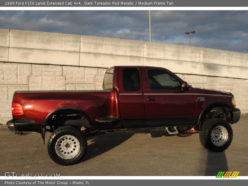 Dark Toreador Red Metallic / Medium Prairie Tan 1999 Ford F150 Lariat Extended Cab 4x4