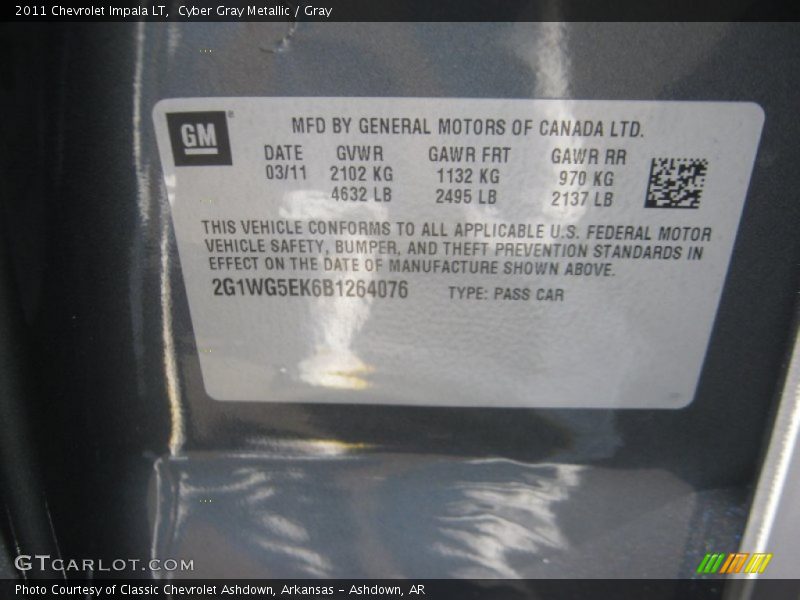Cyber Gray Metallic / Gray 2011 Chevrolet Impala LT