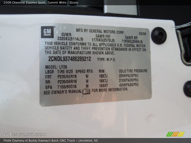 Summit White / Ebony 2008 Chevrolet Equinox Sport