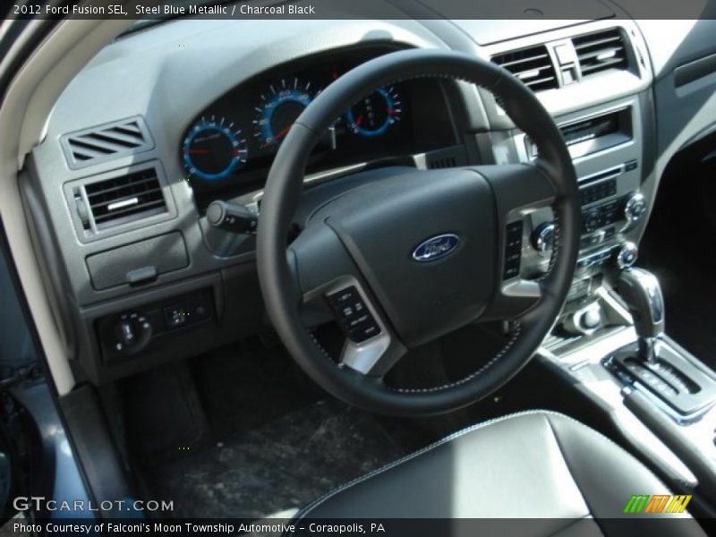 Steel Blue Metallic / Charcoal Black 2012 Ford Fusion SEL