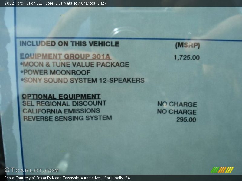 Steel Blue Metallic / Charcoal Black 2012 Ford Fusion SEL