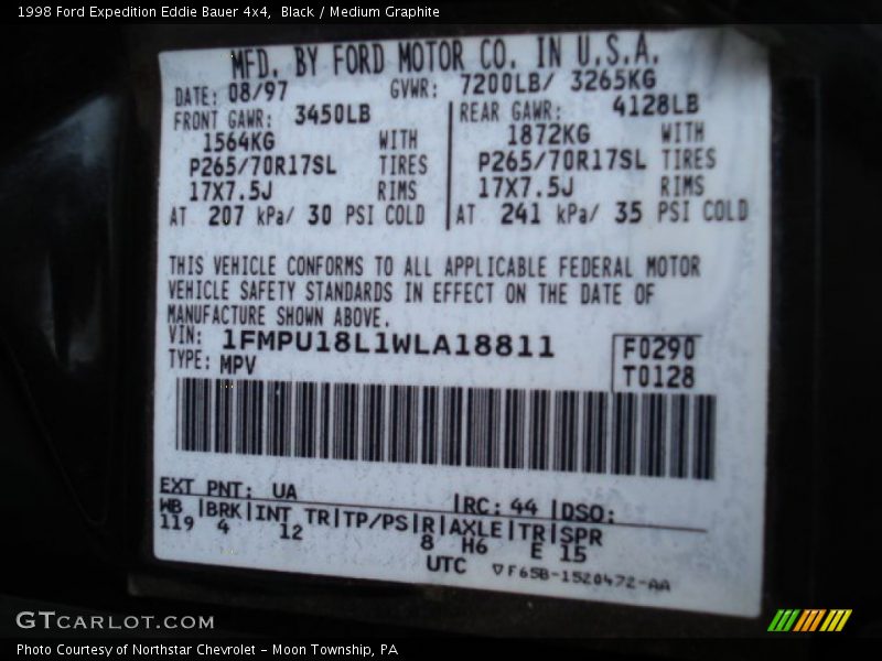 Black / Medium Graphite 1998 Ford Expedition Eddie Bauer 4x4