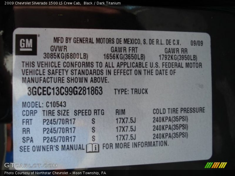 Black / Dark Titanium 2009 Chevrolet Silverado 1500 LS Crew Cab