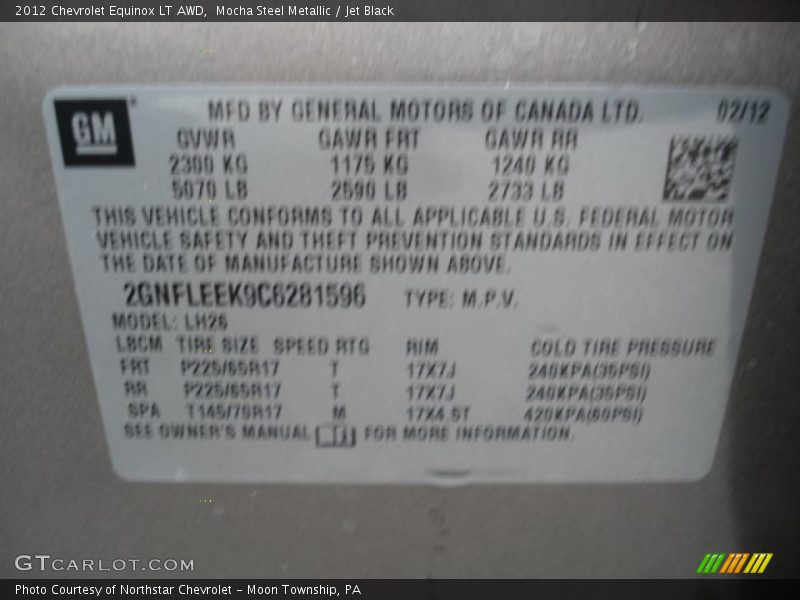 Mocha Steel Metallic / Jet Black 2012 Chevrolet Equinox LT AWD