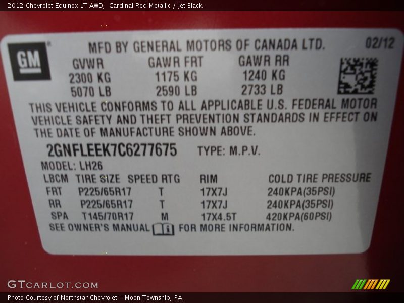Cardinal Red Metallic / Jet Black 2012 Chevrolet Equinox LT AWD