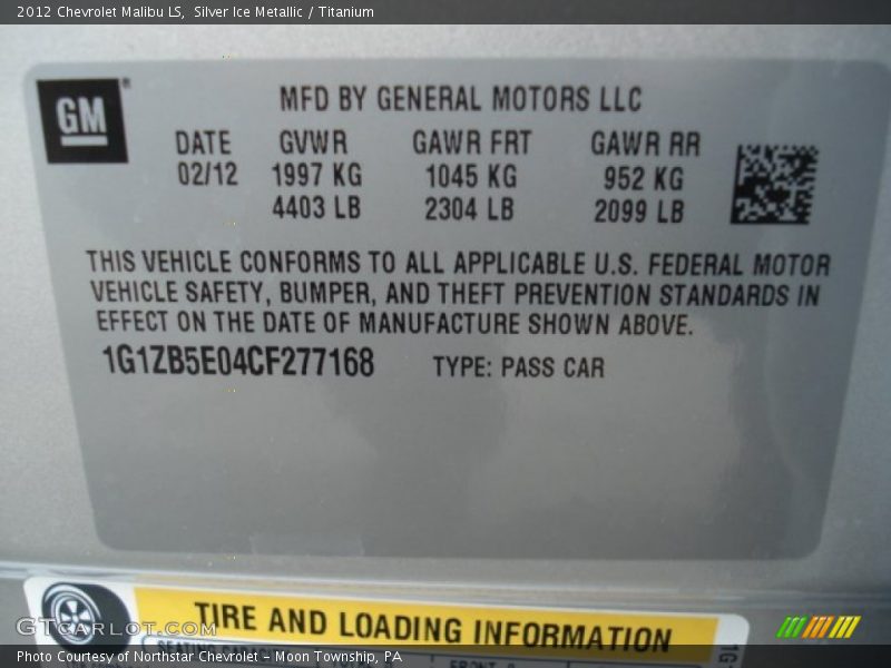 Silver Ice Metallic / Titanium 2012 Chevrolet Malibu LS
