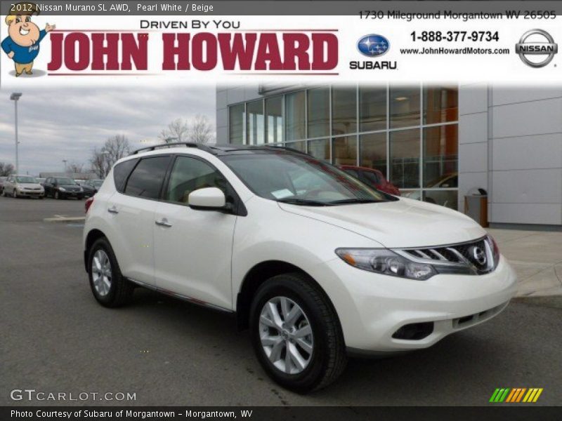 Pearl White / Beige 2012 Nissan Murano SL AWD