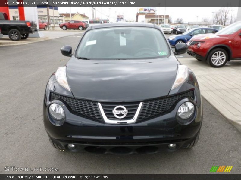 Sapphire Black / Black/Red Leather/Silver Trim 2012 Nissan Juke SL AWD