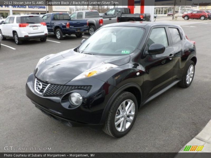 Sapphire Black / Black/Red Leather/Silver Trim 2012 Nissan Juke SL AWD