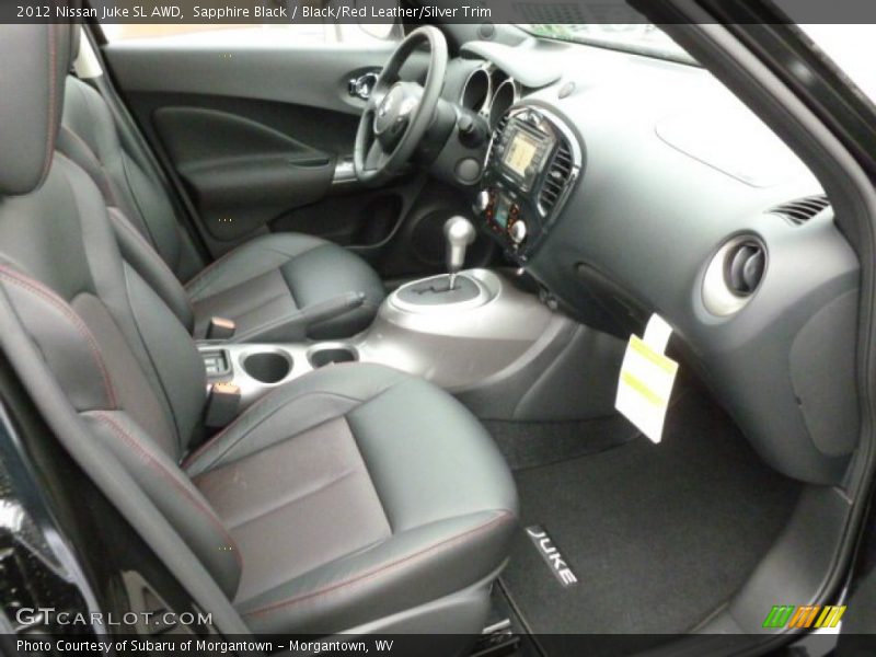  2012 Juke SL AWD Black/Red Leather/Silver Trim Interior