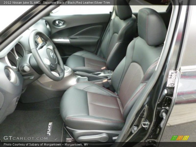  2012 Juke SL AWD Black/Red Leather/Silver Trim Interior