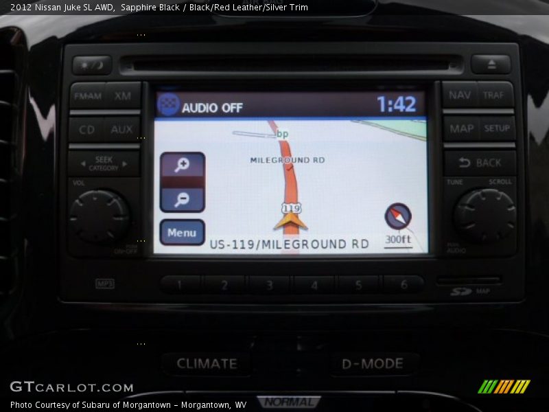 Sapphire Black / Black/Red Leather/Silver Trim 2012 Nissan Juke SL AWD