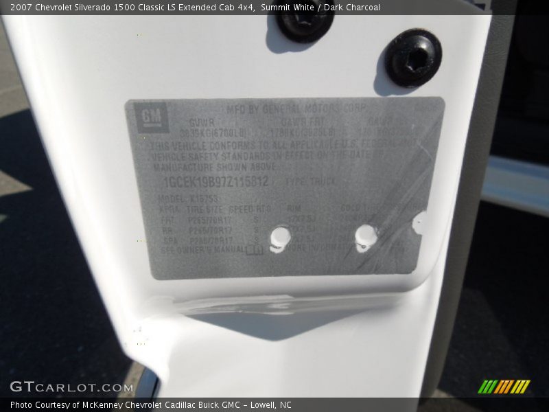 Summit White / Dark Charcoal 2007 Chevrolet Silverado 1500 Classic LS Extended Cab 4x4