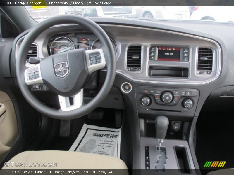 Bright White / Black/Light Frost Beige 2012 Dodge Charger SE