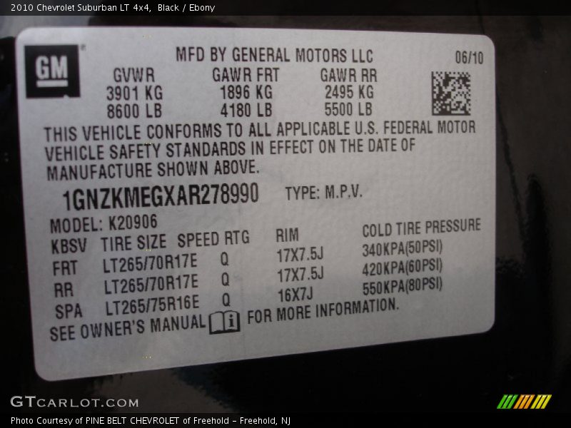 Black / Ebony 2010 Chevrolet Suburban LT 4x4