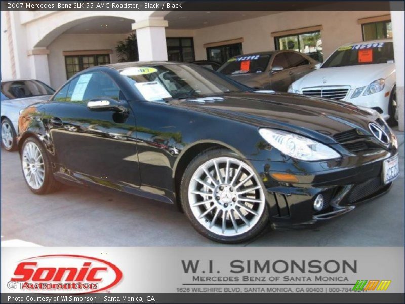 Black / Black 2007 Mercedes-Benz SLK 55 AMG Roadster
