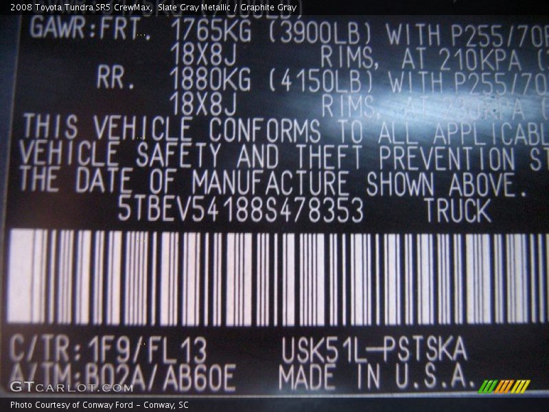 Slate Gray Metallic / Graphite Gray 2008 Toyota Tundra SR5 CrewMax