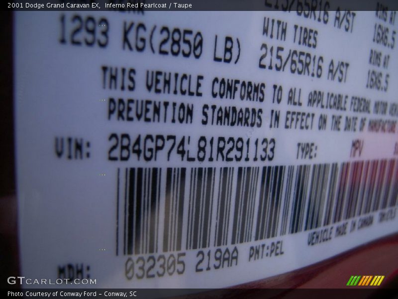 Inferno Red Pearlcoat / Taupe 2001 Dodge Grand Caravan EX