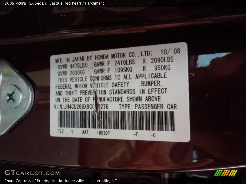 Basque Red Pearl / Parchment 2009 Acura TSX Sedan