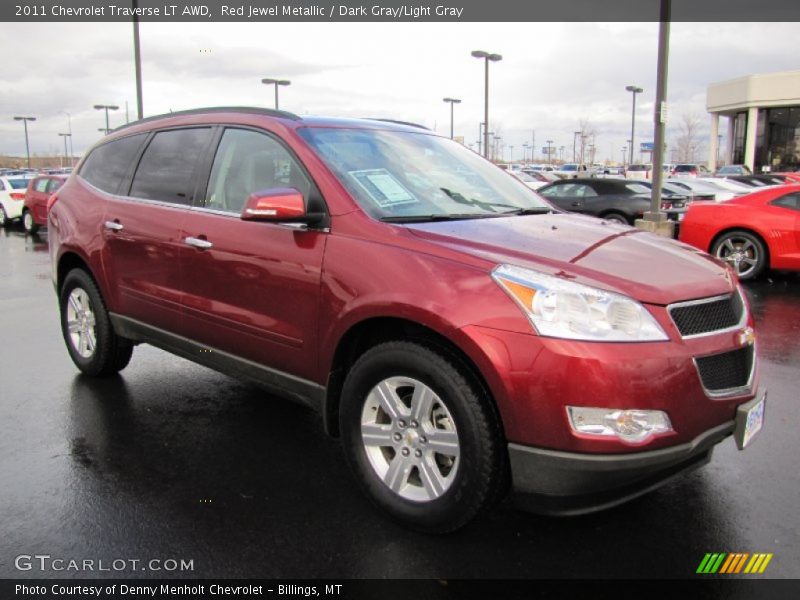 Red Jewel Metallic / Dark Gray/Light Gray 2011 Chevrolet Traverse LT AWD