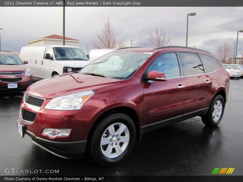 Red Jewel Metallic / Dark Gray/Light Gray 2011 Chevrolet Traverse LT AWD