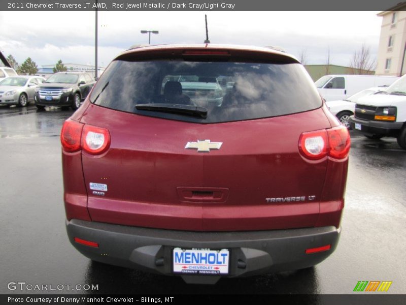 Red Jewel Metallic / Dark Gray/Light Gray 2011 Chevrolet Traverse LT AWD