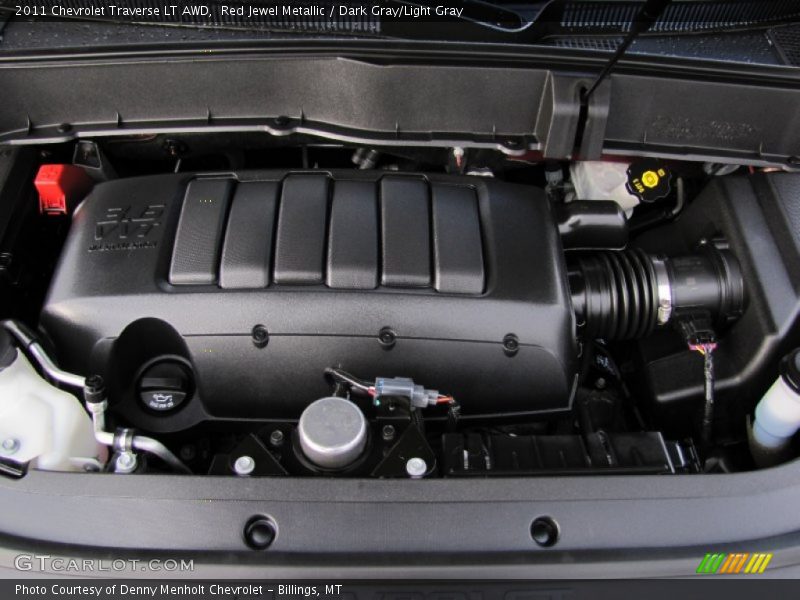 Red Jewel Metallic / Dark Gray/Light Gray 2011 Chevrolet Traverse LT AWD