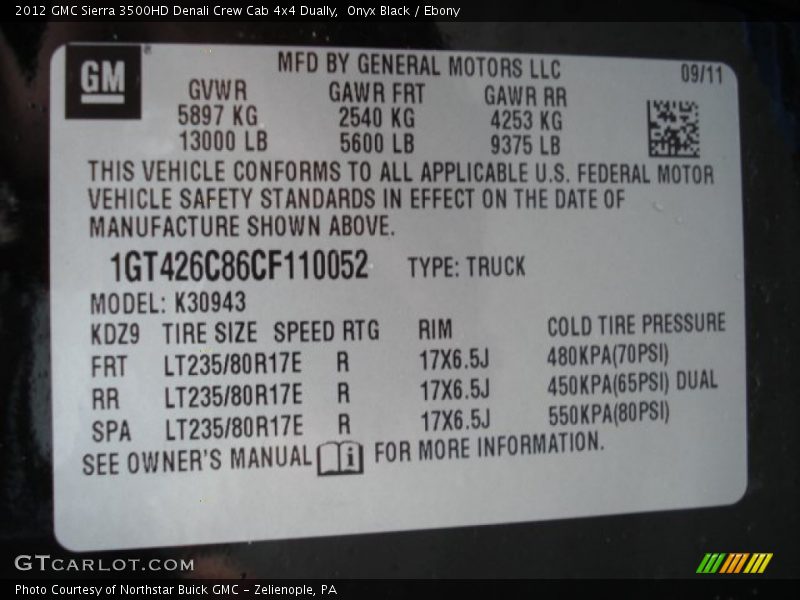 Onyx Black / Ebony 2012 GMC Sierra 3500HD Denali Crew Cab 4x4 Dually