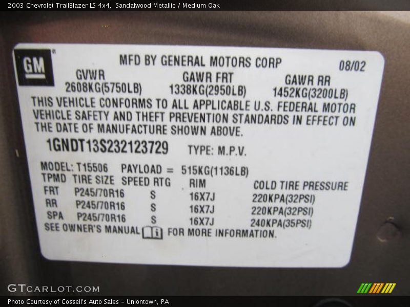 Sandalwood Metallic / Medium Oak 2003 Chevrolet TrailBlazer LS 4x4