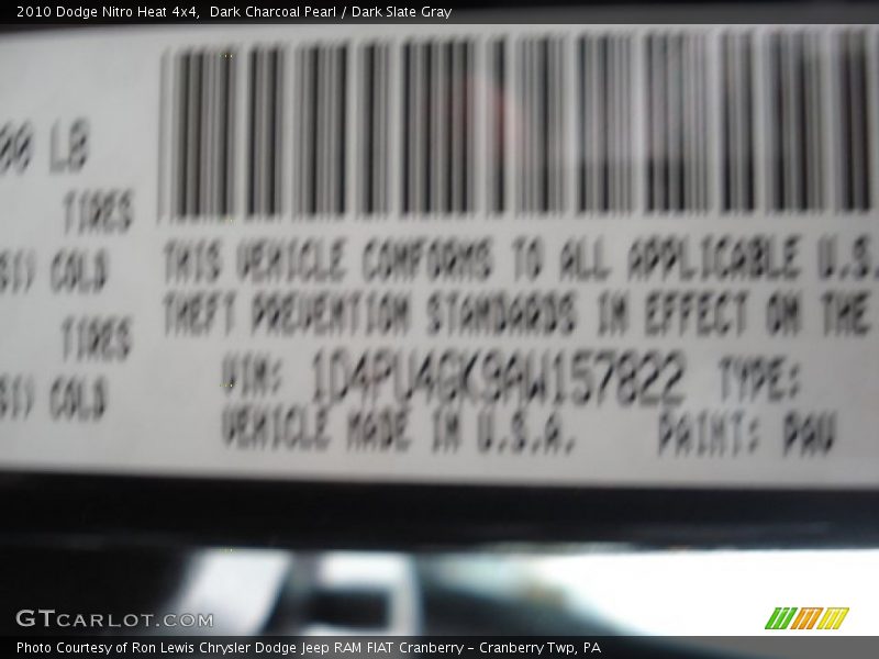 Dark Charcoal Pearl / Dark Slate Gray 2010 Dodge Nitro Heat 4x4
