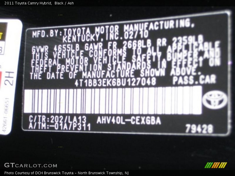 Black / Ash 2011 Toyota Camry Hybrid
