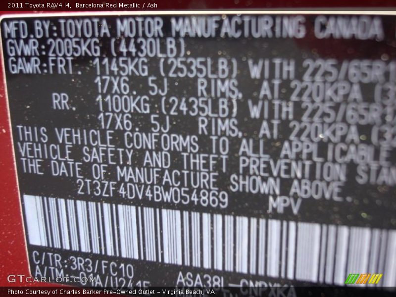 Barcelona Red Metallic / Ash 2011 Toyota RAV4 I4
