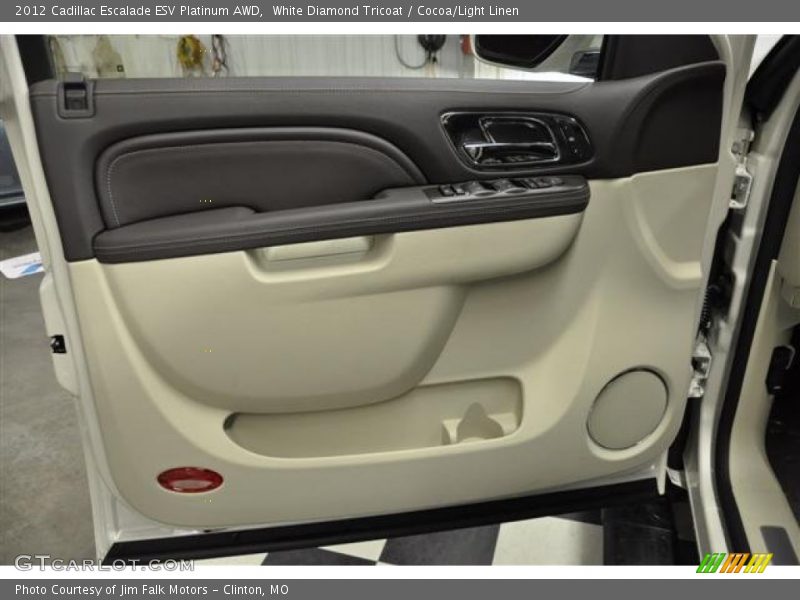 White Diamond Tricoat / Cocoa/Light Linen 2012 Cadillac Escalade ESV Platinum AWD