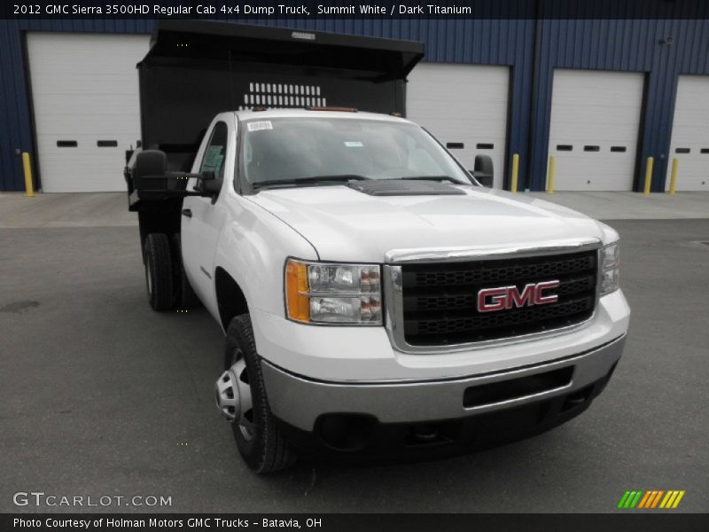 Summit White / Dark Titanium 2012 GMC Sierra 3500HD Regular Cab 4x4 Dump Truck