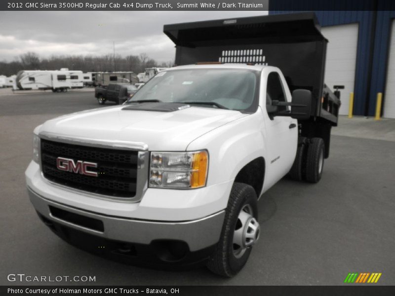 Summit White / Dark Titanium 2012 GMC Sierra 3500HD Regular Cab 4x4 Dump Truck