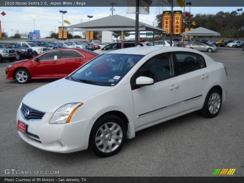 Aspen White / Beige 2010 Nissan Sentra 2.0