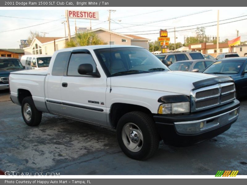 Bright White / Tan 2001 Dodge Ram 1500 SLT Club Cab