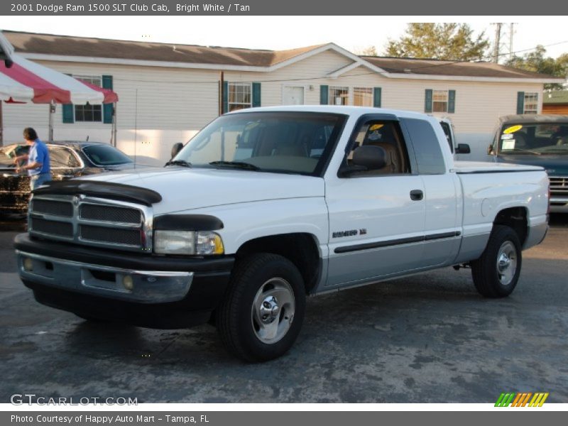 Bright White / Tan 2001 Dodge Ram 1500 SLT Club Cab